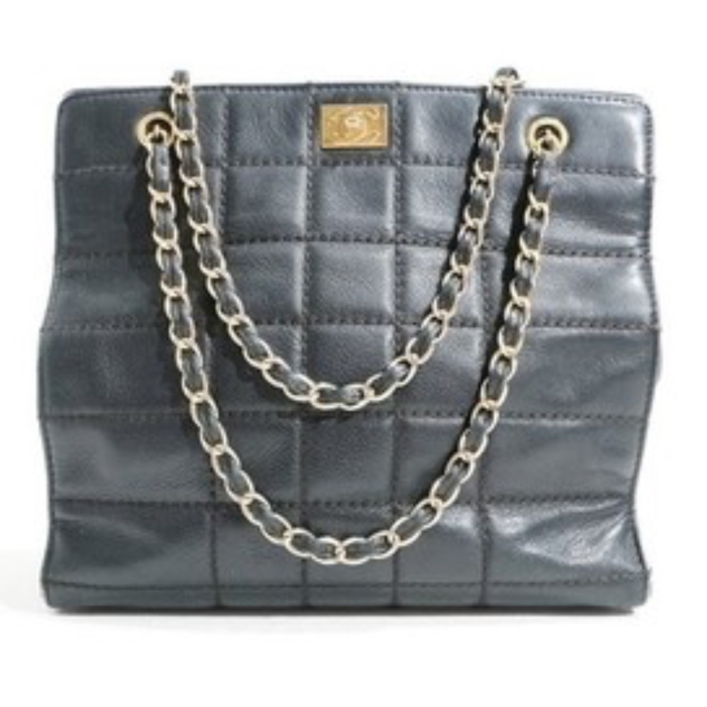 Chanel Black Lambskin Leather Quilted Shopper Bag